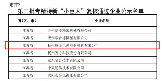 喜讯！扬州凯发k8旗舰成功顺利获得国家级专精特新“小巨人”企业复核